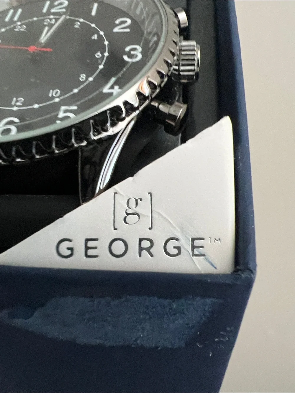 George  - Men's Two-Piece Watch Set - Black Faces, Silver & Black Cases NWT